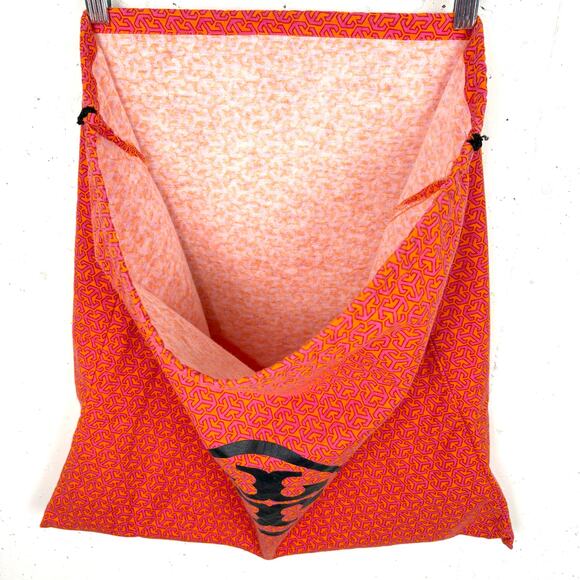 Tory Burch Fabric Dust Bag Orange Pink Logo Black Drawstring Top Size 20 x 20 - Picture 5 of 5